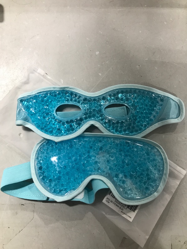 Photo 2 of 2PCS Gel Eye Mask Reusable Hot Cold Therapy Gel Bead Eye Mask for Puffiness /Dark Circles/Eye Bags /Dry Eyes/Headaches/Migraines/Stress Relief, Cooling Eye Mask Hot/Cold Compress Eye Mask (Blue)