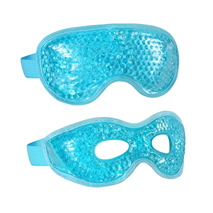 Photo 1 of 2PCS Gel Eye Mask Reusable Hot Cold Therapy Gel Bead Eye Mask for Puffiness /Dark Circles/Eye Bags /Dry Eyes/Headaches/Migraines/Stress Relief, Cooling Eye Mask Hot/Cold Compress Eye Mask (Blue)