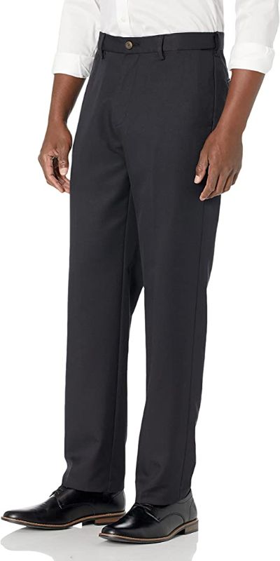 Photo 1 of Amazon Essentials Men's Classic-Fit Expandable-Waist Flat-Front Dress Pant 40W X 36L
