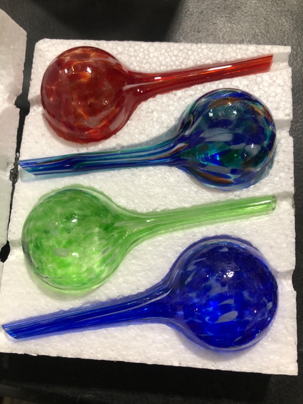 Photo 2 of 4-Pack Plant Watering Globes - Self Watering Bulbs for Indoor & Outdoor Plants - Hand-Blown & Colorful Water Globes - Aqua Globes for Plants - Measures 6" L x 2.5" D