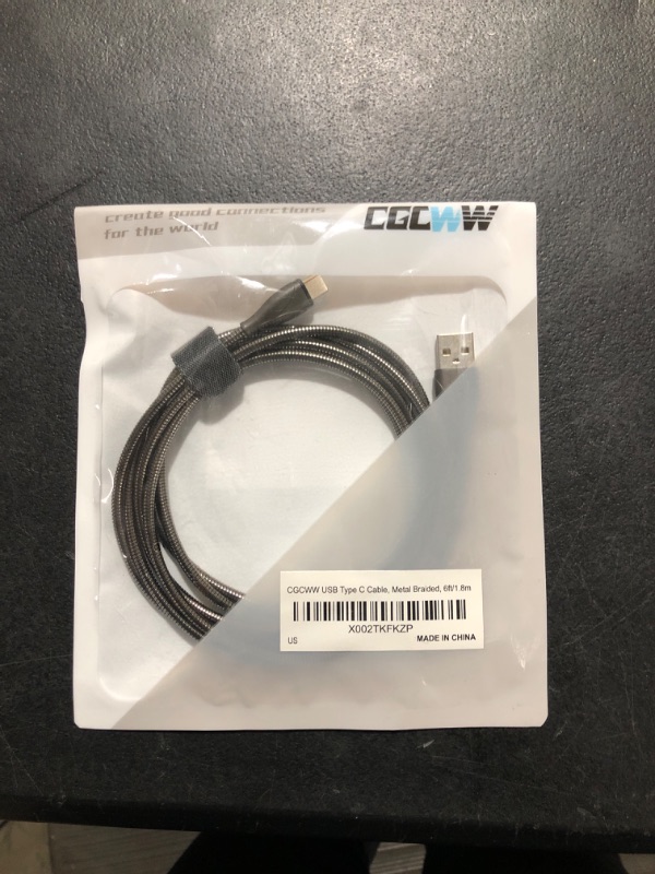Photo 2 of CGCWW USB Type C Cable 6FT, USB A to USB C Cable, Metal Braided Cord Cable with Type C Device Grey 6FT