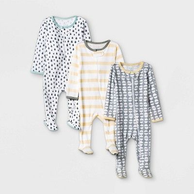 Photo 1 of Baby 3pk Dotted Sleep N' Play - Cloud Island™ Yellow/Gray/White 6-9M