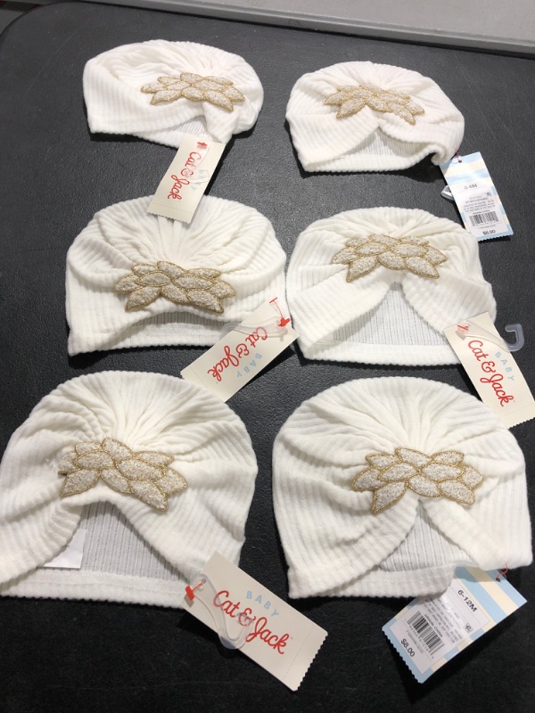 Photo 2 of BUNDLE OF 6!! Baby Girls' Leaf Beanie - Cat & Jack™ Cream


