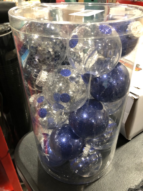 Photo 2 of 25PCS-2.63(67MM) Christmas PET Ball Ornaments Set,Clear Plastic Shatterproof Xmas Tree Ball,Hanging Christmas Home Decorations for Holiday Wedding Xmas Party Decoration (Dark Blue)