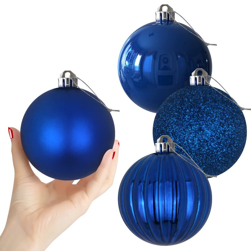 Photo 1 of 8 Pcs Christmas Ball Ornaments, Shatterproof Christmas Tree Decorations, 4.7" Hanging Balls for Xmas Christmas Tree (Blue)