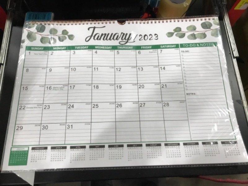 Photo 2 of Lvesunny 2023 Wall Calendar?jan. 2023 - Jun. 2024 Big Calendars 17.72' *12' Spiral Binding Can Be Written Perfect For Home, School And Office Organization (Green)