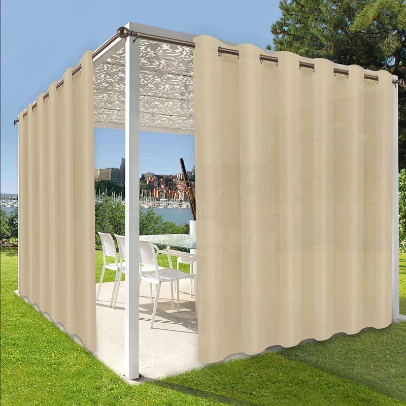 Photo 1 of (*1 PANEL) OutdoorLines Waterproof Indoor Outdoor Curtains for Patio–Privacy Sun Blocking Grommet Curtain Panel Weatherproof, UV Resistant Curtains for Gazebo, Front Porch, Pergola Beige 100W x 120L Inch 1 Panel

