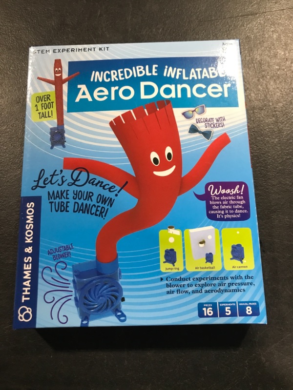 Photo 2 of Thames & Kosmos Incredible Inflatable Aero Dancer STEM Experiment Kit | Make Your Own 1-Foot Tall Tube Dancer | Explore Air Pressure, Aerodynamics, Gears & Circuits | Hands-on Activities & Challenges