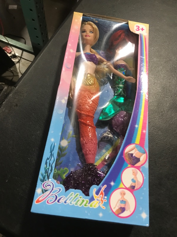 Photo 2 of BETTINA Mermaid Princess Doll with Little Mermaid Doll & Accessories, Mermaid Toys Princess Birthday Gifts, Girls Toys Aged 3 4 5 6 7 Years Olds, Yellow
