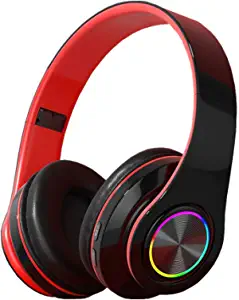 Photo 1 of Limited-time deal: IHAO Premium Wireless Headset Over Ear Headphones with Microphone Bluetooth 5.0 HiFi Stereo Sound Foldable Rechargeable LED Light Compatible with Smartphone/TV/pad/Laptop for Travel Home (Black B39) 