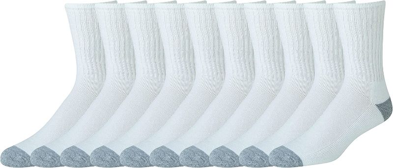 Photo 1 of Amazon Essentials Men's Cotton Half Cushioned Crew Socks, 10 Pairs
SIZE 6-12 
