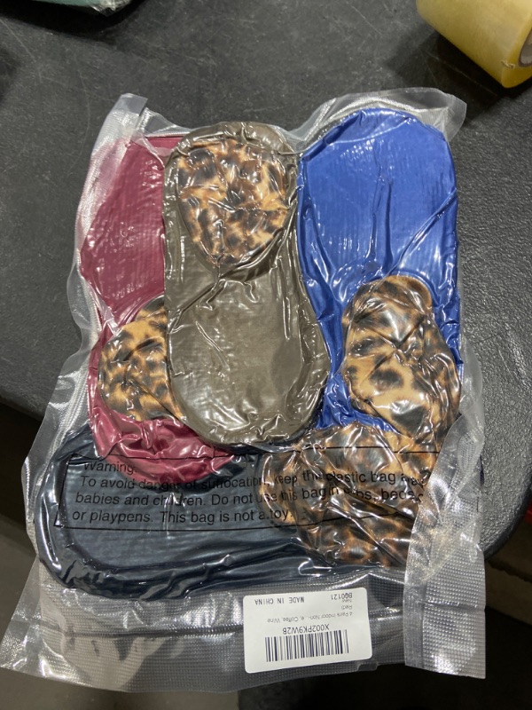 Photo 2 of 4 Pairs Indoor Non-slip Thermal Slipper Socks Women Leopard Floor Socks Fuzzy Slipper Socks for Ladies Girls Black, Blue, Coffee, Wine Red 6