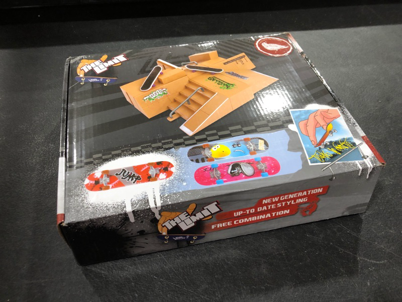 Photo 3 of SOWEREAP Skate Park Kit, 8 PCS Finger Skateboard Ramp Parts for Valentine's Day,Mini Fingerboard Rail Finger Board Training Skateboard Toy Starter Kit with 6 Deck 3 Fingerboard and 4 Silicone Mat Set 8PCS