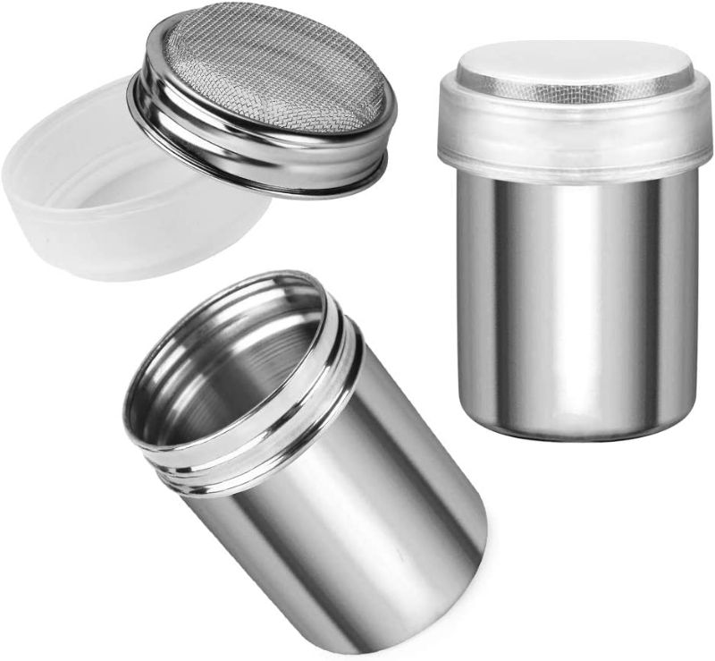 Photo 1 of 4pcs Powder Sugar Shaker Duster, Stainless Steel Powder Sugar Shaker with Lid, Sifter For Cinnamon Sugar Pepper Powder Cocoa Flour 