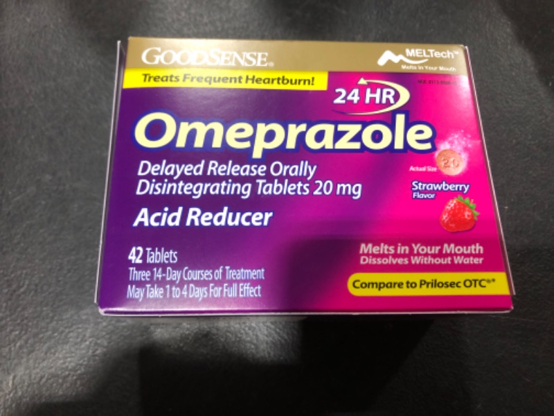 Photo 2 of GoodSense Omeprazole Delayed Release Orally Disintegrating Tablets, 20 mg, Acid Reducer, Strawberry Flavor, 42 Tablets