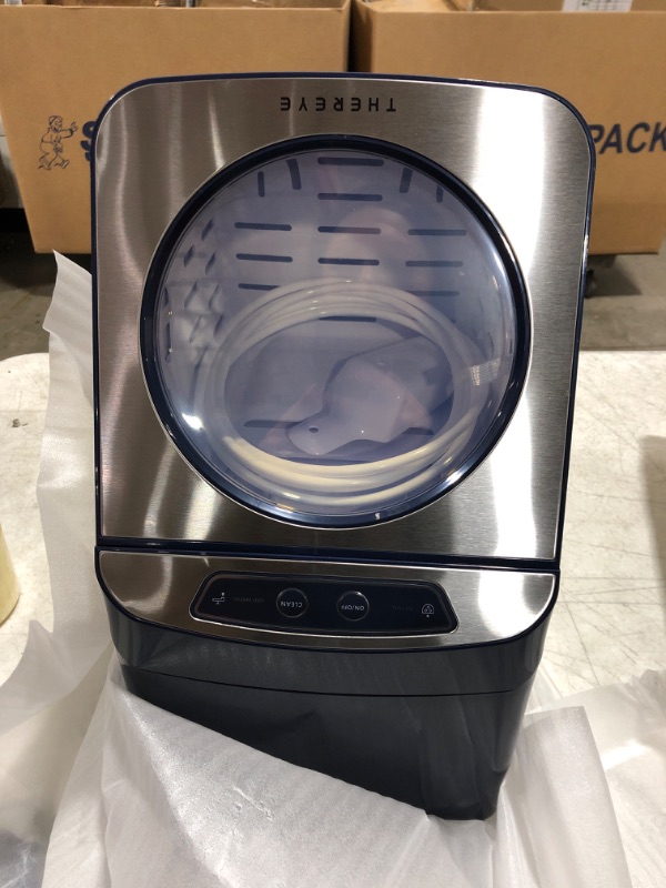 Photo 1 of Thereye Countertop Nugget Ice Maker, Pebble Ice Maker Machine, 30lbs Per Day, 2 Ways Water Refill, 3Qt Water Reservoir & Self-Cleaning, Stainless Steel Finish Ice Machine for Home Office Bar Party