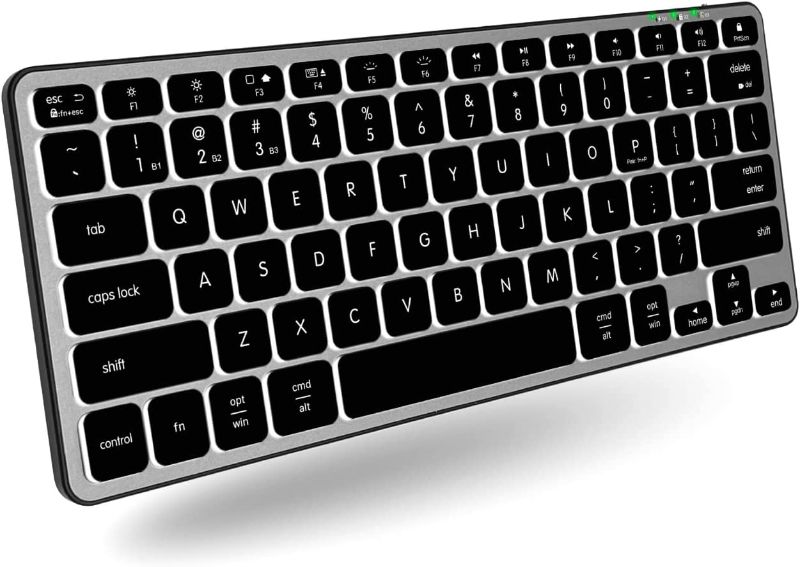Photo 1 of Macally Multi Device Backlit Mac Bluetooth Keyboard - Great for Saving Space - Rechargeable Small Wireless Keyboard for MacBook Pro/Air, iMac, Mac Pro/Mini - 78 Key Compact Keyboard