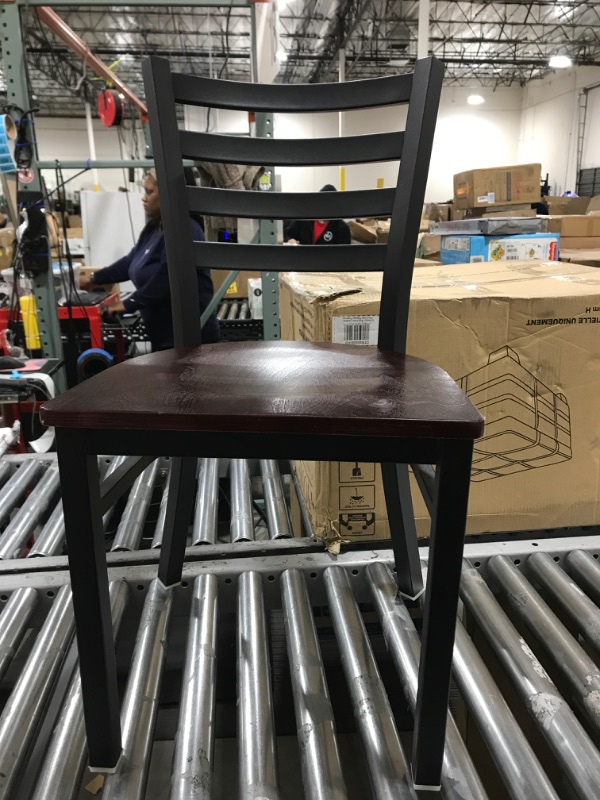 Photo 2 of 32.25" Black and Burgundy Traditional Restaurant Dining Chair
