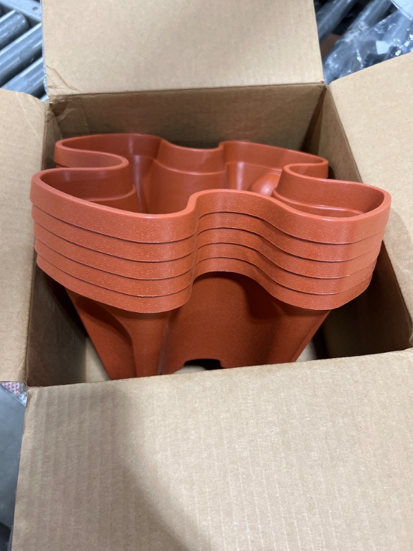 Photo 2 of Mr. Stacky 5-Tier Strawberry Planter Pot, 5 Pots Terracotta Orange