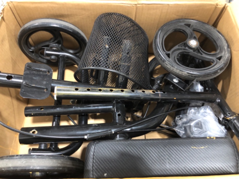 Photo 1 of WINLOVE Black Steerable Knee Walker Roller Scooter with Basket Dual Braking System for Angle and Injured Foot Broken Economy Mobility