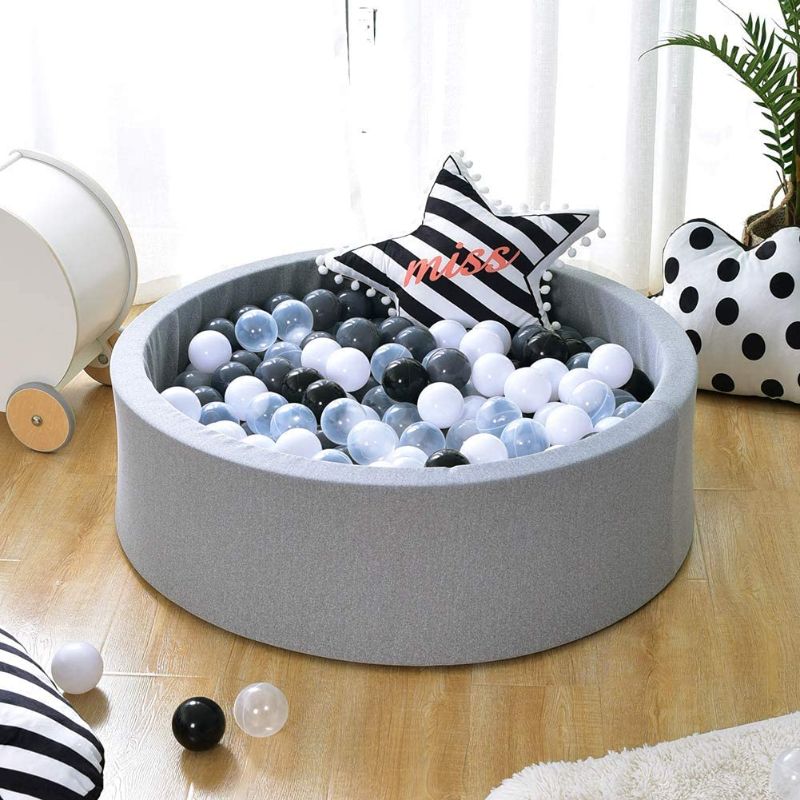 Photo 1 of  Deluxe Kids Ball Pit Kiddie Balls Pool Soft Baby Playpen Indoor Outdoor - Ideal Gift Play Toy for Children Toddler Boys Girls (Grey)