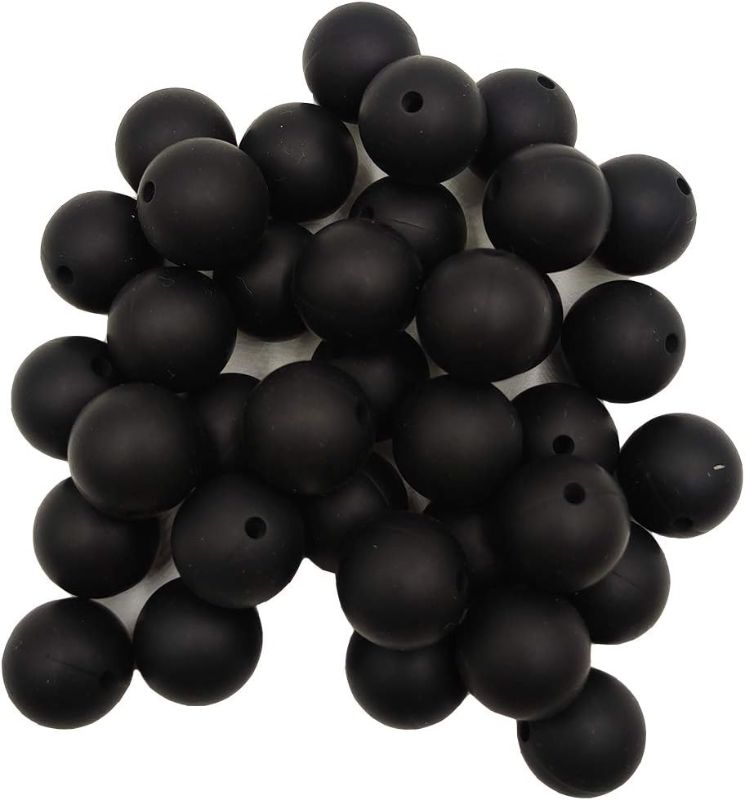 Photo 1 of 100pcs Black Color Silicone Round Beads 12mm Silicone Pearl Beads Farmhouse Decor Ball for Keychain Mom Necklace DIY Jewelry Making Decoration 