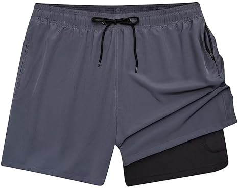 Photo 1 of FREDRM Men's Swim Trunks with Compression Liner Quick Dry Bathing Suit Stretch Beach Board Shorts with Zipper Pockets L
