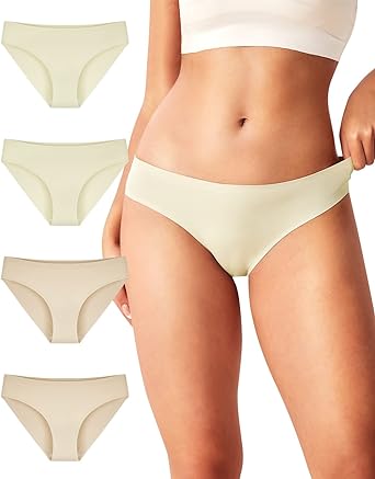 Photo 1 of Reshinee Women's Seamless Bikini Underwear No Show Panties Invisibles Briefs Soft Stretch Hipster Perfect for Legging, 4-Pack XXL