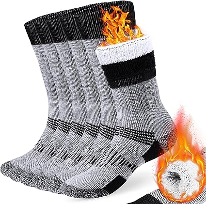 Photo 1 of COZIA Merino Wool Socks for Men and Women Warm thermal Boot Hiking Socks 3 Pairs Medium-Large A5-charcoal (3 Pairs)