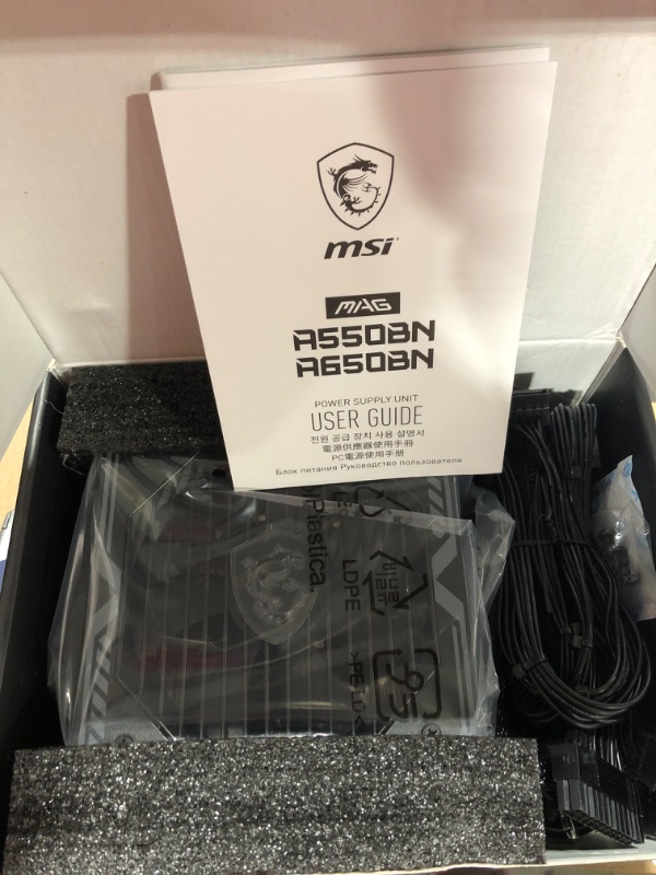 Photo 2 of MSI MAG A550BN Gaming Power Supply - 80 Plus Bronze Certified 550W - Compact Size - ATX PSU
