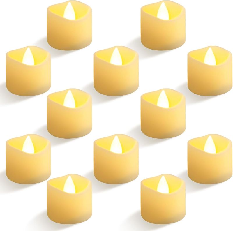 Photo 1 of Romeda 12 Pack Flameless Candles, 1.42in X 1.3in Battery Operated Candles, 200+Hour Flameless Led Tea Lights Candles Battery Operated, Battery Candles Flickering