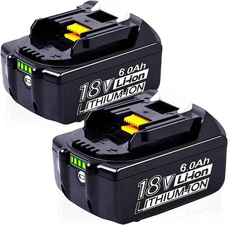 Photo 1 of ?Upgrade? CaliHutt 2 Pack 18V 6000mAh Replacement Battery for Makita 18V Battery with LED Indicator BL1830 BL1850 BL1840 BL1845 BL1815 BL1820 BL1860B LXT-400 Cordless Power Tools Lithium-ion Battery
