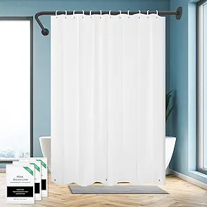 Photo 1 of CXPSINC Bathroom Shower Curtain Liner,72 x 70 Inches Plastic Shower Curtain,Eco-Friendly with Magnets and12 Grommets for Bathroom Shower (3 Pack, White)