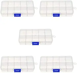 Photo 1 of Jewelry Organizer Divider Storage Box Jewelry Earring Tool Containers, 110 Grid Clear Crafts Thread Storage Containers with Removable Dividers 5x2.5 Inch - 5 Pack