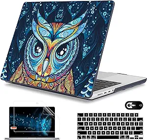 Photo 1 of Mektron Case for MacBook Pro 16" M3 A2991 M2 A2780 M1 A2485 (2021/2022/2023) Pro/Max Chips with Touch ID, Hard Shell Plastic Laptop Cover Keyboard Cover Screen Protector, Owl
