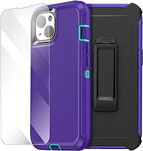 Photo 1 of AICase Belt-Clip Holster Case for iPhone 14 Plus Case(6.7") with Glass Protector,Heavy Duty Drop Protection Full Body Rugged Shockproof Military Grade Tough Cover for iPhone 14 Plus