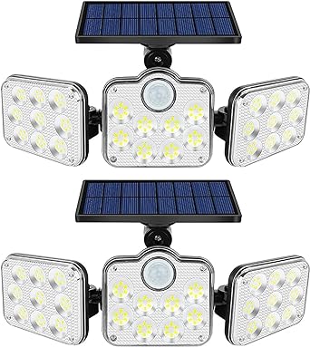 Photo 1 of YBING Outdoor Solar Lights, Solar Powered Outdoor Lights Waterproof Solor Light with Motion Sensor, 3 Adjustable Heads, 270° Wide Angle for Garage Patio Porch Garden Yard ?2 Pack?