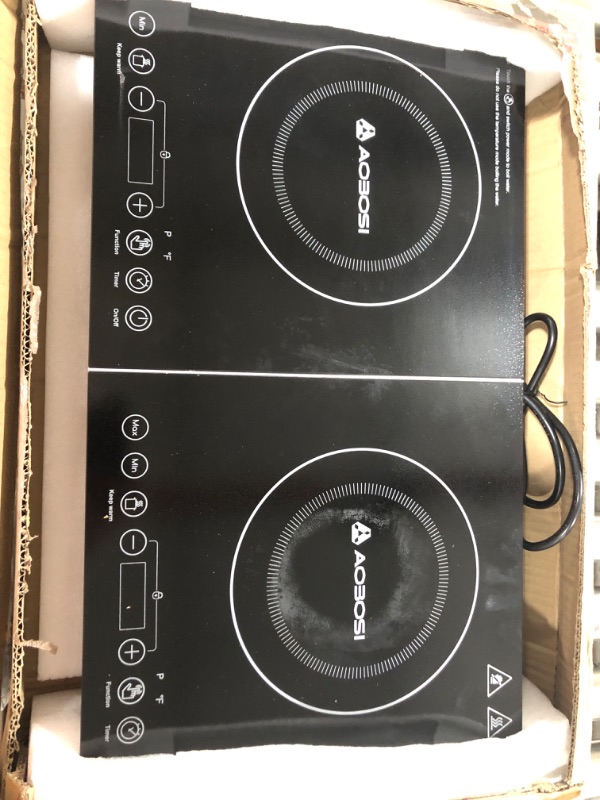 Photo 2 of Aobosi Double Induction Cooktop,Portable Induction Cooker with 2 Burner Independent Control,Ultrathin Body,10 Temperature,1800W-Multiple Power Levels,4 Hour Timer,Safety Lock 22.1x12.2x2.5 inches