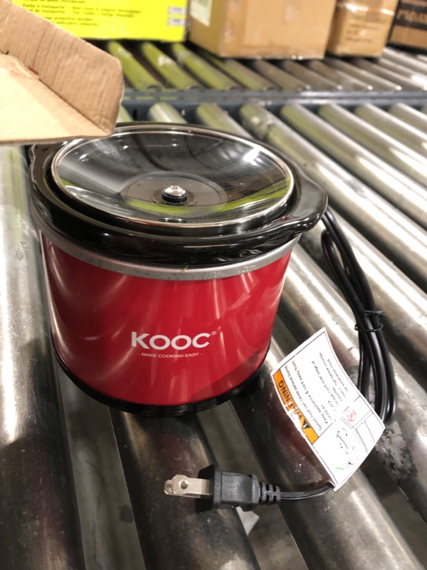 Photo 2 of KOOC Small Slow Cooker, 0.65-Quart, Free Liners Included, Upgraded Ceramic Pot, Nutrient Loss Reduction, Sauces, Stews & Dips, Stainless Steel, Red, Round 0.65 Quart Red
