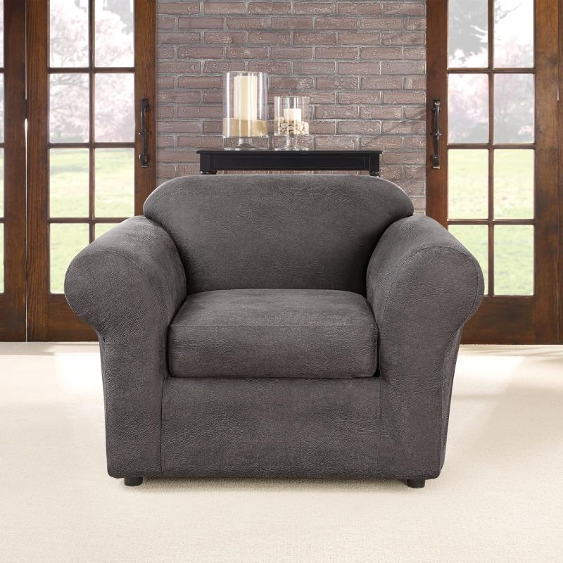 Photo 1 of SureFit Ultimate Stretch Leather 2 Piece Chair Slipcover
