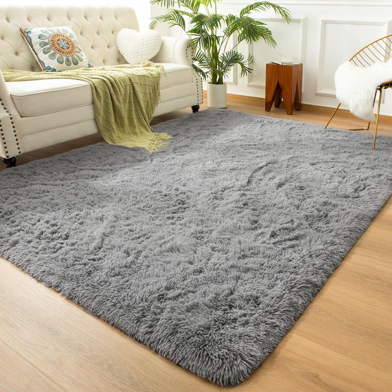 Photo 1 of Andecor Soft Fluffy Bedroom Rugs,  Feet Indoor Shaggy Plush Area Rug for Boys Girls Kids Baby College Dorm Living Room Home Decor Floor Carpet, Grey
