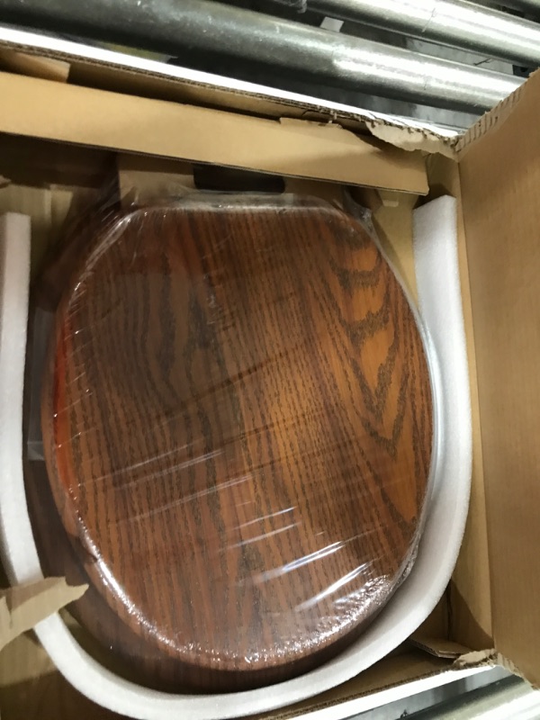 Photo 2 of Angel Shield Toilet Seat Round Wood with Slow Close,Easy Clean,Quick-Release Hinges (Round,Dark Walnut)
