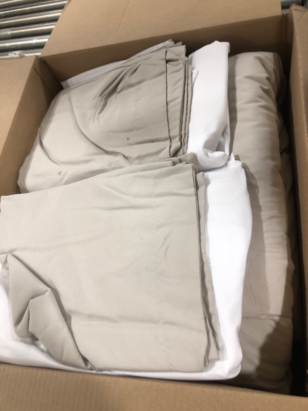 Photo 1 of weigelia King Size Comforter Set 7PC Oatmeal Bed Comforter Set Bed in a Bag Solid Color Soft Microfiber Bedding Set King Comforter Set with Sheets Pillow Shams and Pillowcases King Oatmeal