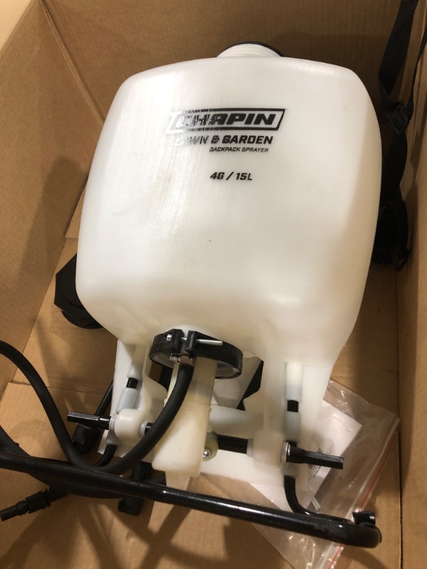 Photo 2 of Chapin 60114 Made in USA 4-Gallon Backpack Sprayer with 3-Stage Filtration System Pump Pressured Sprayer, for Spraying Plants, Garden Watering, Lawns, Weeds and Pests, Translucent White
