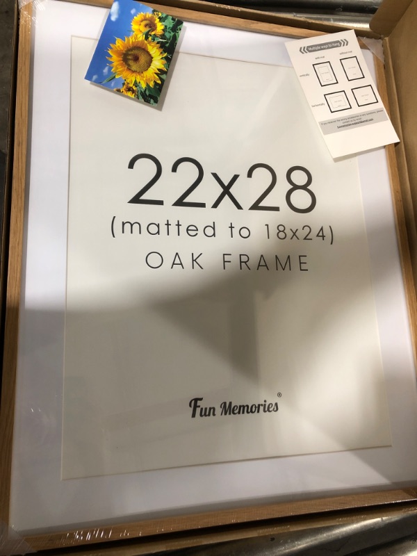 Photo 2 of 22x28 Wood Picture Frame, Large Poster Frame 22 x 28, 2 Pack Wood Frames 22x28 with Real Glass, 22x28 Frame with Mat for 18x24, Minimalist Wooden Frame Art Frame 22 by 28 Oak 22x28 - 2P