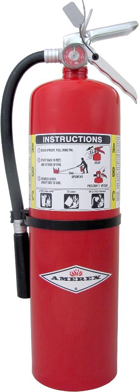 Photo 1 of Amerex B456, 10lb ABC Dry Chemical Class A B C Multi-Purpose 10 Pound Fire Extinguisher with Wall Bracket
