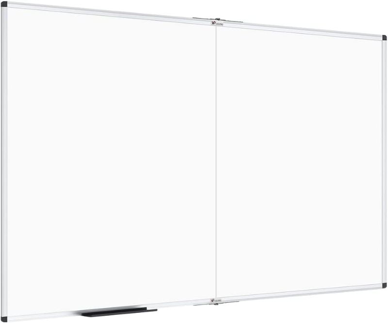 Photo 1 of VIZ-PRO Large Dry Erase White Board/Magnetic Foldable Whiteboard, 72 X 48 Inches, Silver Aluminium Frame
