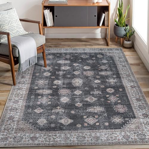 Photo 1 of Adiva Rugs Machine Washable 6x9 Area Rug with Non Slip Backing for Living Room, Bedroom, Bathroom, Kitchen, Printed Vintage Home Decor, Floor Decorati
