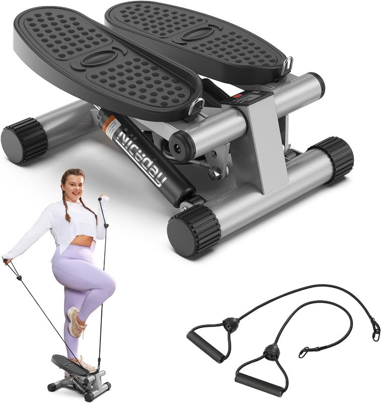 Photo 1 of Steppers for Exercise, Stair Stepper with Resistance Bands, Mini Stepper with 300LBS Loading Capacity, Hydraulic Fitness Stepper with LCD Monitor