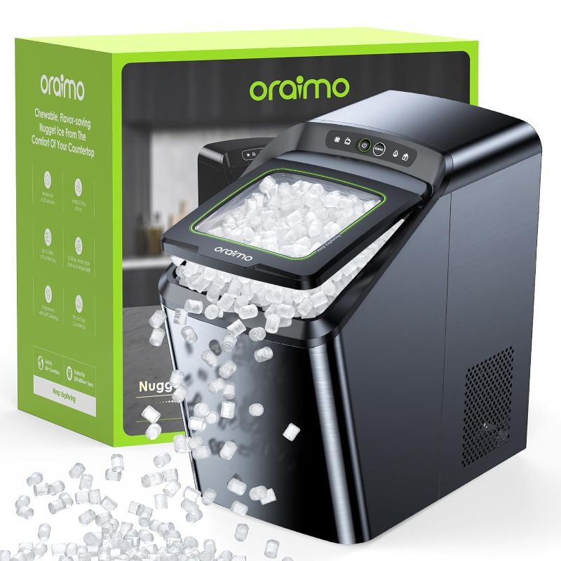 Photo 1 of Oraimo Nugget Ice Maker, Ice Makers Countertop, 26 Lbs/Day Tooth-Friendly Chewable Ice with Self-Cleaning, Auto Water Refill, Sonic Pebble Ice Machine
